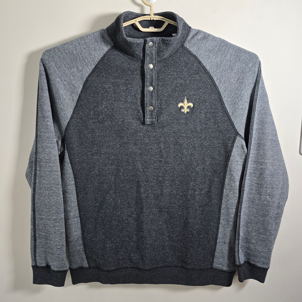 Tommy Bahama New Orleans Saints NFL Gray Button Pullover‎ Mens Large